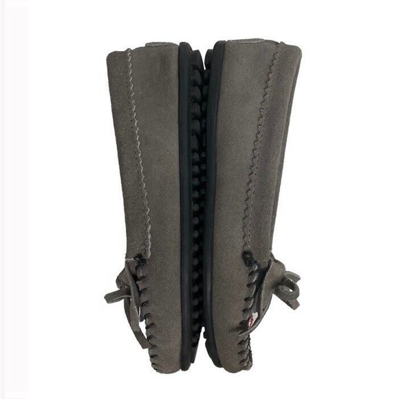 Minnetonka Suede Gray Beaded Thunderbird Southwestern Moccasins Boho Size 6 EUC - Picture 6 of 10